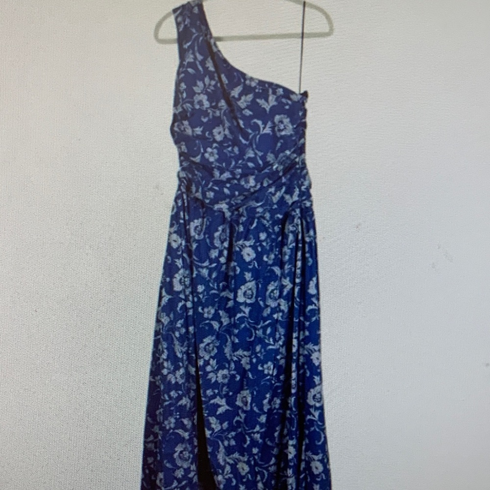 Abercrombie & Fitch One-Shoulder Blue and White Dress